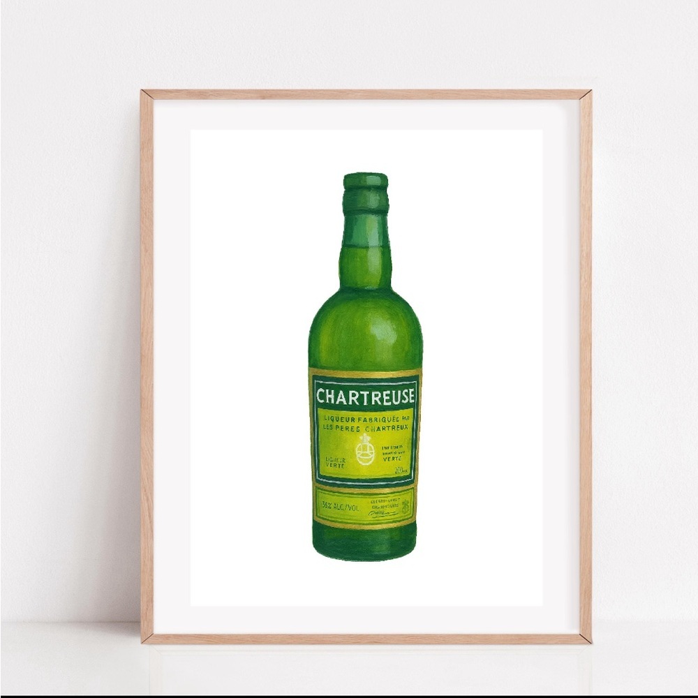 Chartreuse Liquor Bottle Art Print size 8.5x11
